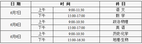2014年海南高考时间确定 下午均15时开始考试